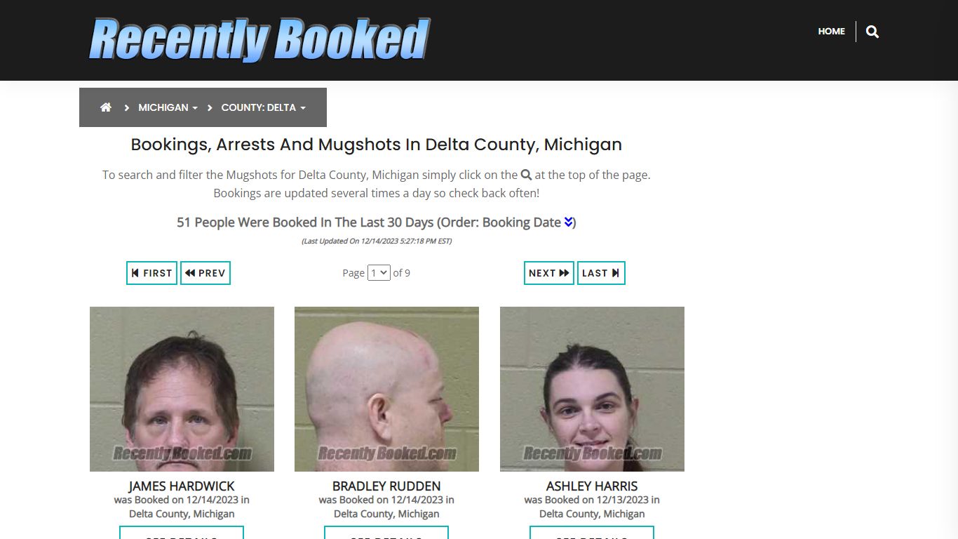 Recent bookings, Arrests, Mugshots in Delta County, Michigan